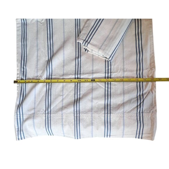 RARE VTG Ralph Lauren King Pillowcases Set (2) Flax with Blue Variegated Stripes - Picture 8 of 11